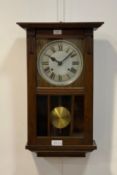 A 1930's oak cased Vienna style wall clock H66cm