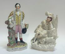 A Staffordshire 19thc flatback figure of Robert Burns decorated with polychrome enamels (h- 34cm)