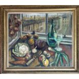 Tait, Kitchen Window in New Town, oil on board, signed bottom left in gilt composition frame. (h x