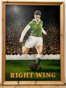 A large enamelled pub sign depicting Gordon Smith (1924-2004) taken from the Right Wing Hibernian