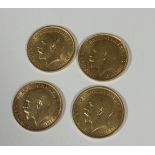 A group of four George V gold soverigns, two 1912, 1913 and 1925. (4)