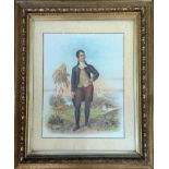 Robert Burns, lithographic 19thc print by John McGready, in gilt glazed mounted composition