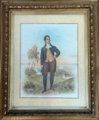 Robert Burns, lithographic 19thc print by John McGready, in gilt glazed mounted composition
