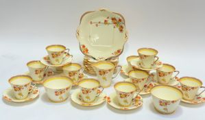 An A.B.J Grafton 1930's Primula pattern part china tea service comprising two sugar bowls (h- 7.