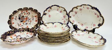An Aynsley gilt part dessert service with transfer printed floral design comprising two shallow