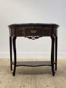 An Edwardian mahogany card table in the 18th century style, the serpentine top folding over to