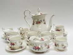 A Royal Albert 'Colleen' bone china part tea/coffee service with floral decoration and gilding,