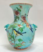 Theodore Deck, a large Aesthetic Movement Oriental style baluster vase glazed in turqiose and with