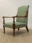 George Jack for Morris & Co. A late 19th century oak framed library open armchair