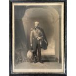 A 19thc engraving of Field Marshall Arthur Duke of Wellington KG in ebonised glazed frame. (h