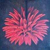 Contemporary School, Study of a Dahlia, unsigned, acrylic on canvas, unframed. 82cm square