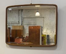 A mid 20th century walnut framed wall hanging wall mirror with bevelled plate (converted) 48cm x