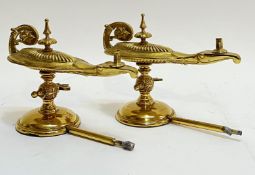 A pair of late nineteenth/early twentieth century lacquered brass Adam style table mounted gas cigar