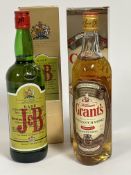 A bottle of Justerini & Brooks Rare blended Scotch whisky complete with box and a bottle of Grant'