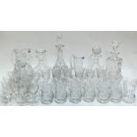 A mixed group of cut crystal comprising four decanters (tallest h- 35cm including stopper), three