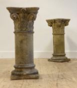 A pair of composition garden pedestals formed as Corinthian columns H80cm