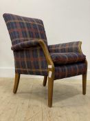 A mid century stained beech framed Parker Knoll armchair H80cm, W69cm, D71cm