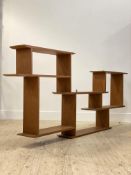 Nigel Bridges, A contemporary bespoke dry walnut a-symmetrical open wall hanging shelf of jointed