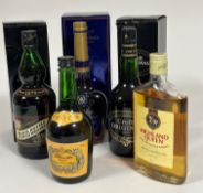 A group of spirits including, a bottle of Black Bottle blended whisky, boxed, a bottle of