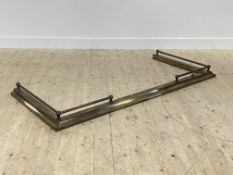 A Victorian style cast brass fire curb with rope twist gallery, aperture 164cm x 73cm