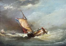 John A. Vanderliet (Dutch, 20th Century), Full Sail in Stormy Seas, signed lower left and dated