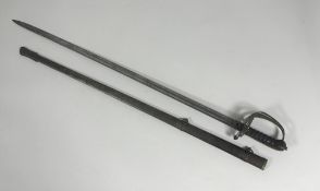 An 1845 British Infantry Officer's sword, steel hilt, single fullered blade and sharkskin grip and