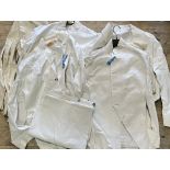 A mixed lot of Naval Officer's tropical white uniforms and mess kit