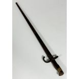 A French grass bayonet dated 1877 with steel scabbard (66cm)