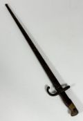 A French grass bayonet dated 1877 with steel scabbard (66cm)