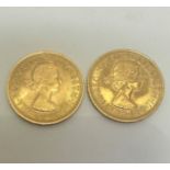 Two Queen Elizabeth II gold sovereign 1966 and 1967, 16.03g. (2)