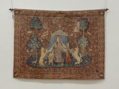 A mon Seul desir - A French style machine woven tapestry wall hanging of 16th century design,