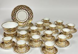 A English China part tea service with floral sprays and gilt decoration comprising a large bowl (h-
