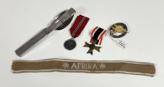 WWII German badges, medals and field cutlery set (copies)