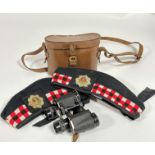 Two modern Glengarrys with Royal Scots cap badge and a pair of Karl Zeiss cased binoculars (8x30)