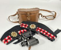 Two modern Glengarrys with Royal Scots cap badge and a pair of Karl Zeiss cased binoculars (8x30)