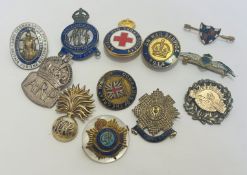 British lapel badges and sweetheart brooches including H.A.C. R.F.C. anti-German Union, War