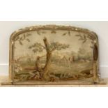 A French 19th century hand embroidered tapestry depicting a dog and grouse within a natural vista,