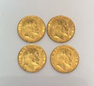 A set of four Edward VII gold sovereigns 1907 ,31.98g (4)