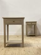 Oka, a pair of contemporary Gustavian style grey painted bedside tables, each fitted with a drawer