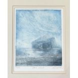 Paul Richie (Scottish), Bass Rock engraving highlight with colour 73/150 in a black moulded frame(