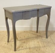 Oka, a contemporary grey painted hardwood console table, fitted with one drawer, raised on