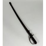 Imperial Japanese type 32 cavalry sword, with steel guard and handle with chequered wood grip,