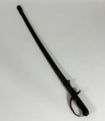 Imperial Japanese type 32 cavalry sword, with steel guard and handle with chequered wood grip,