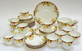 A Royal Doulton part tea/coffee service decorated with polychrome design of honesty plants (