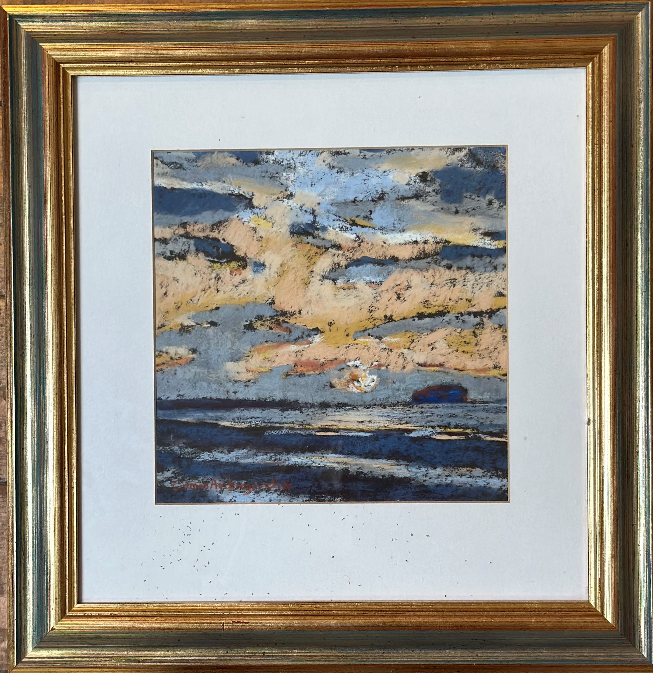 Carmen Ambrozevish, Sunset over the Bass, pastel in a gitl glazed mounted frame (signed bottom