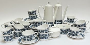 A Royal Tuscan fine bone china tea/coffee service decorated with blue tile 'Charade' designs