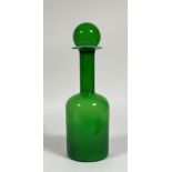 A 1960's Otto Brauer for Holmegaard vase in green/white art glass with decorative ball topper (h-