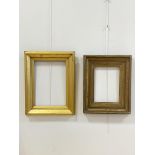 Two late 19th century gilt picture frames, aperture 27cm x 39cm and 34cm x 50cm