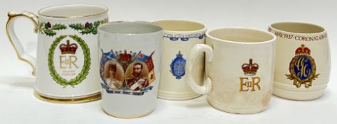 A group of commemorative ware comprising a Spode silver jubilee mug/tankard (h- 10cm, w- 14cm), A