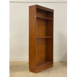 A mid 20th century walnut open bookcase, fitted with five shelves H194cm, W91cm, D32cm